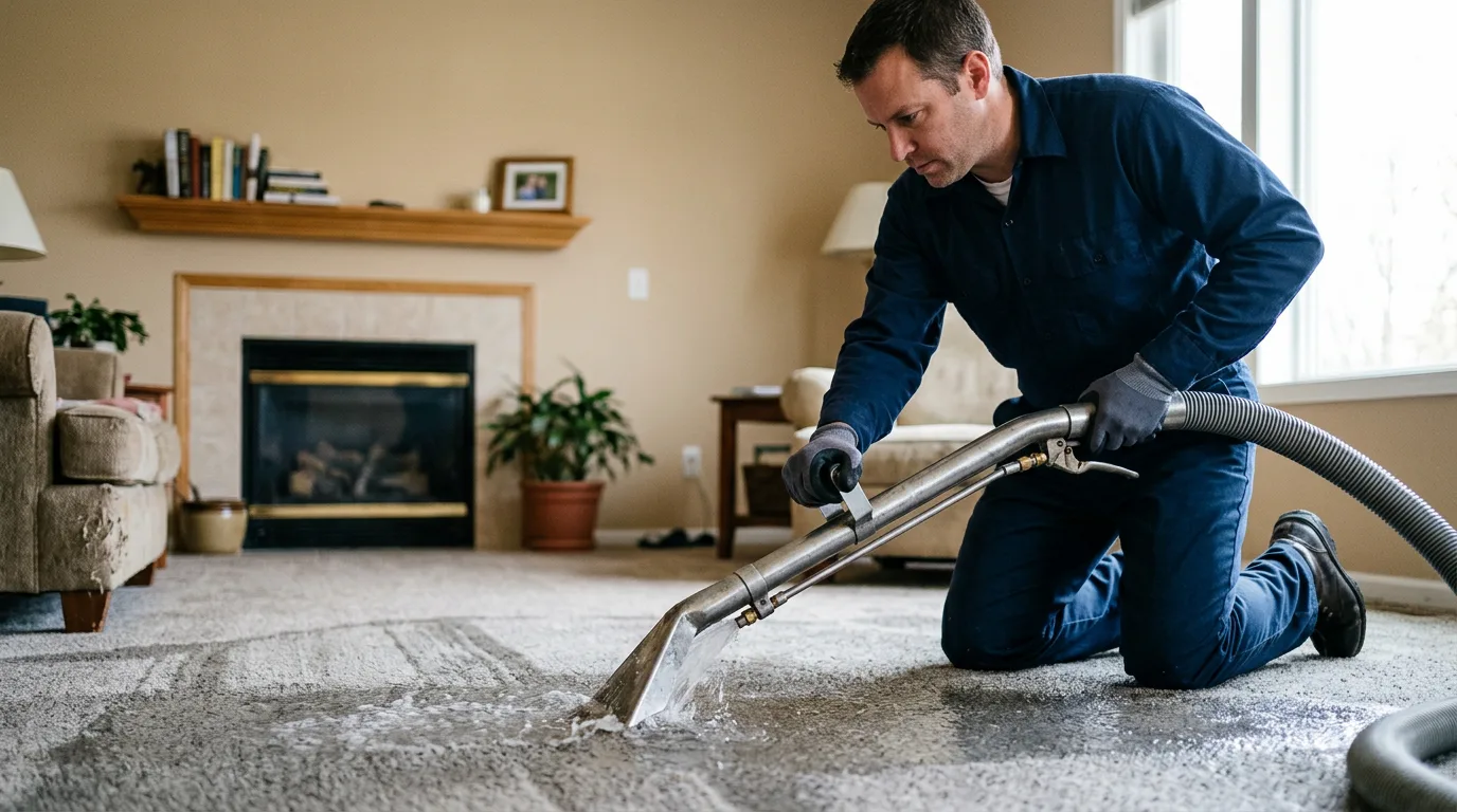 Water damage restoration technician working near Rochelle Park, NJ